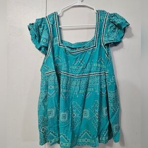 Wrangler Retro Teal Aztec Print Blouse!